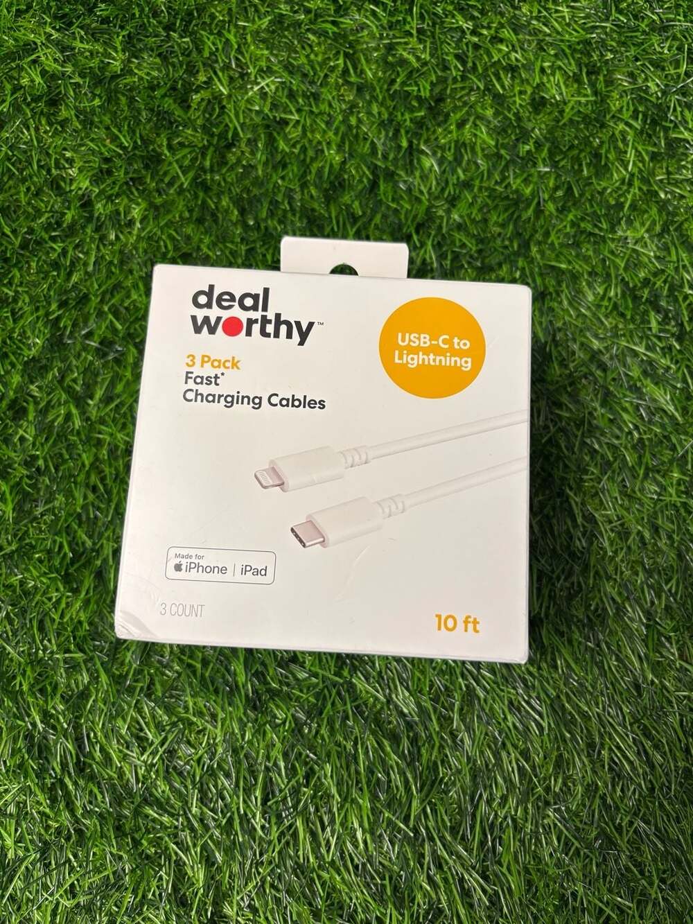 dealworthy USB-C to Lightning 3 Pack Fast Charging Cables 10 ft White